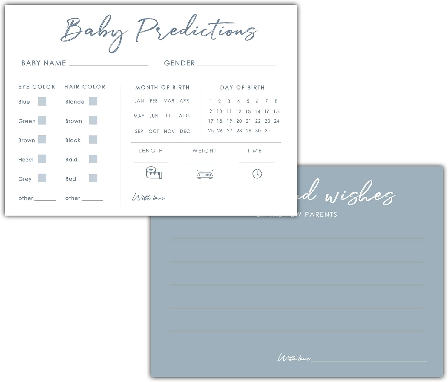 Baby Predictions and Advice Cards for Baby Shower