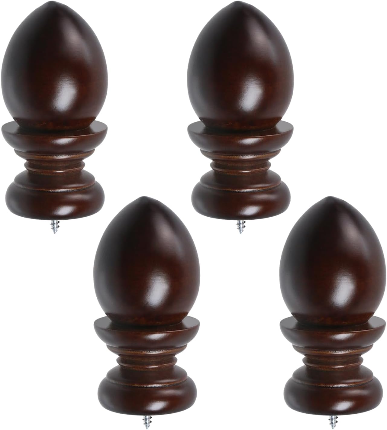 T Tulead Wooden Curtain Rod Finials Brown 4PCS