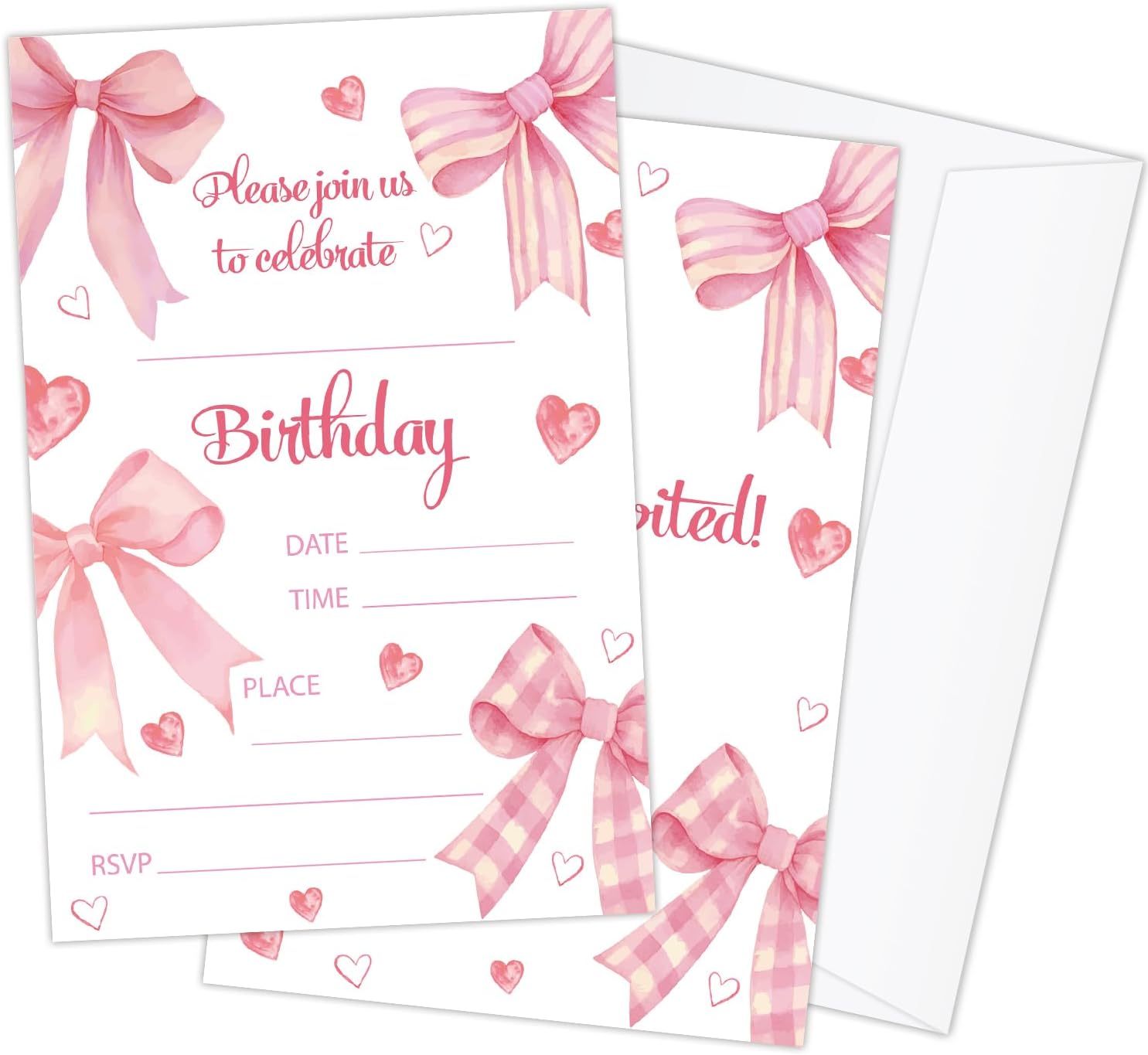 20 Pack Pink Birthday Invitations with Envelopes for All Ages