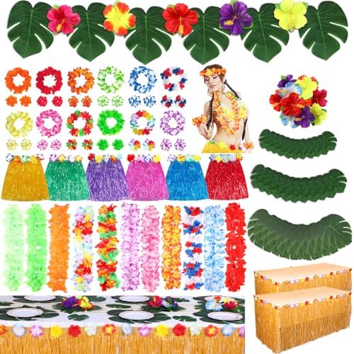 Blosssound 114 Pcs Hawaiian Luau Party Decorations Set