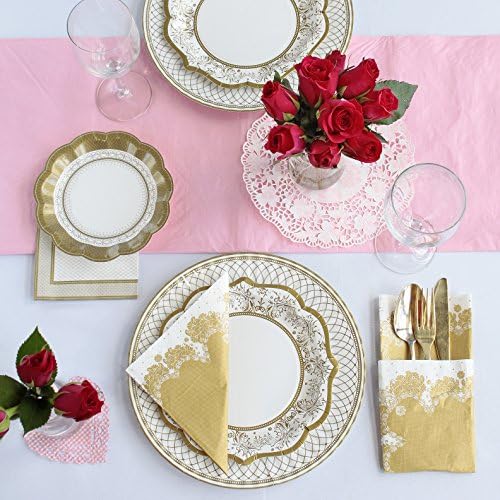 Pack of 12 - 8 Inch Gold Paper Plates for Parties