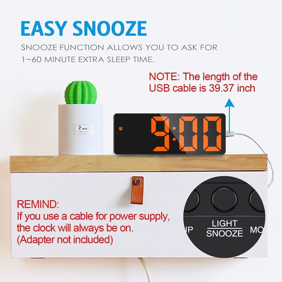 AMIR Digital Alarm Clock with LED Display and Voice Control
