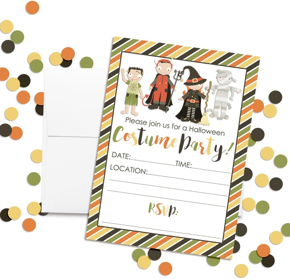 Halloween Costume Party Invitations 20pk 5x7 Fill-In Cards with Envelopes