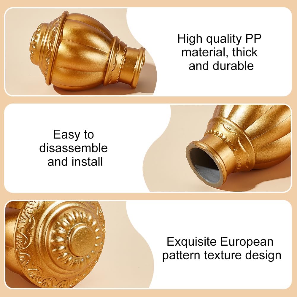 AHANDMAKER 4 Pcs Gold Plastic Curtain Rod Finials