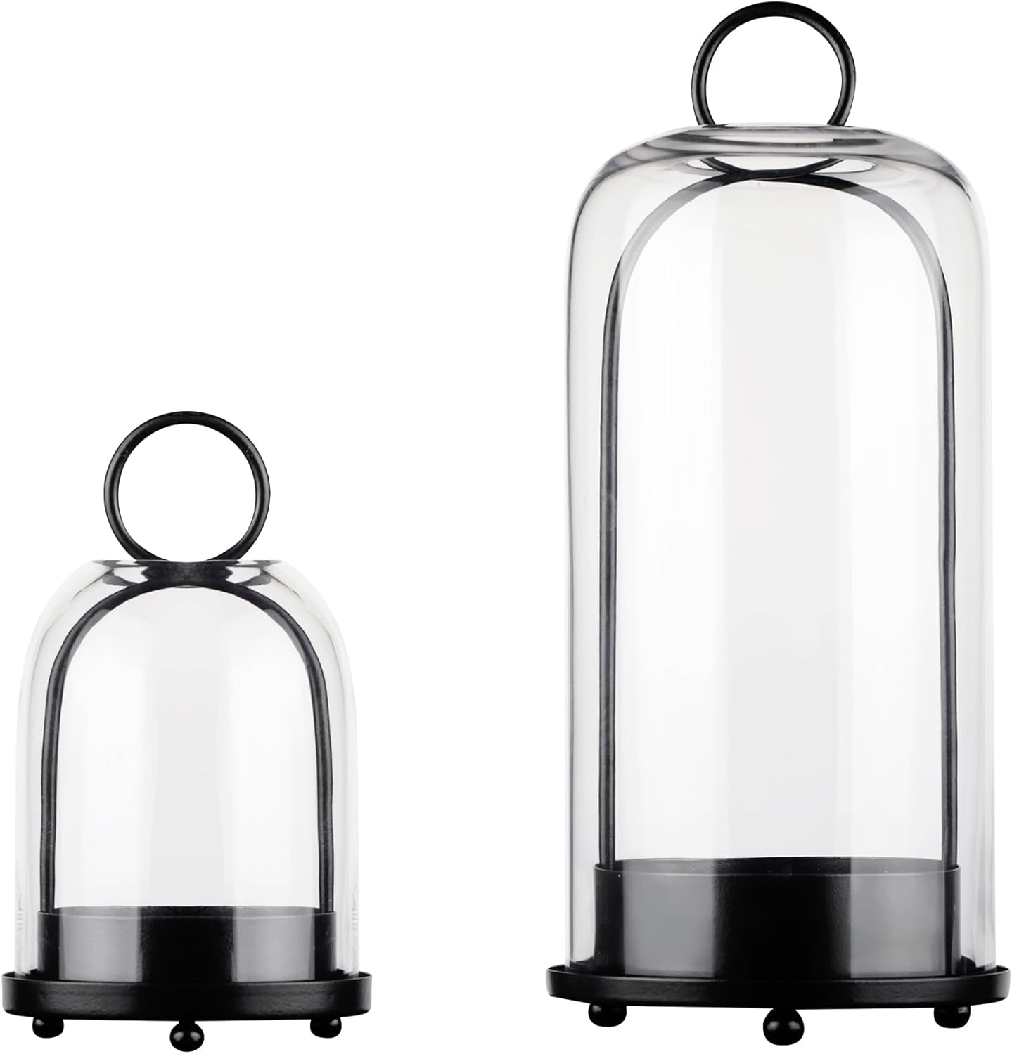 5 4 Wide Metal Candle Holder with Black Glass Dome