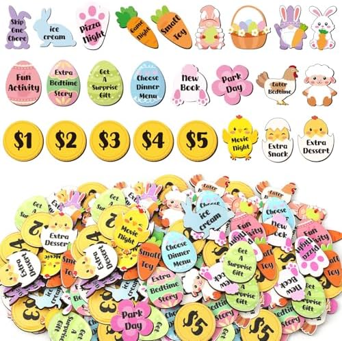 100 Pcs Wooden Easter Tokens for Egg Hunt Prizes
