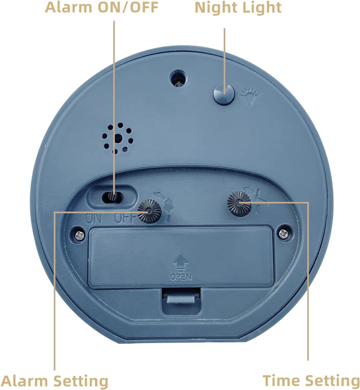 HIQU and HIST Blue 45 Inch Analog Alarm Clock with Backlight
