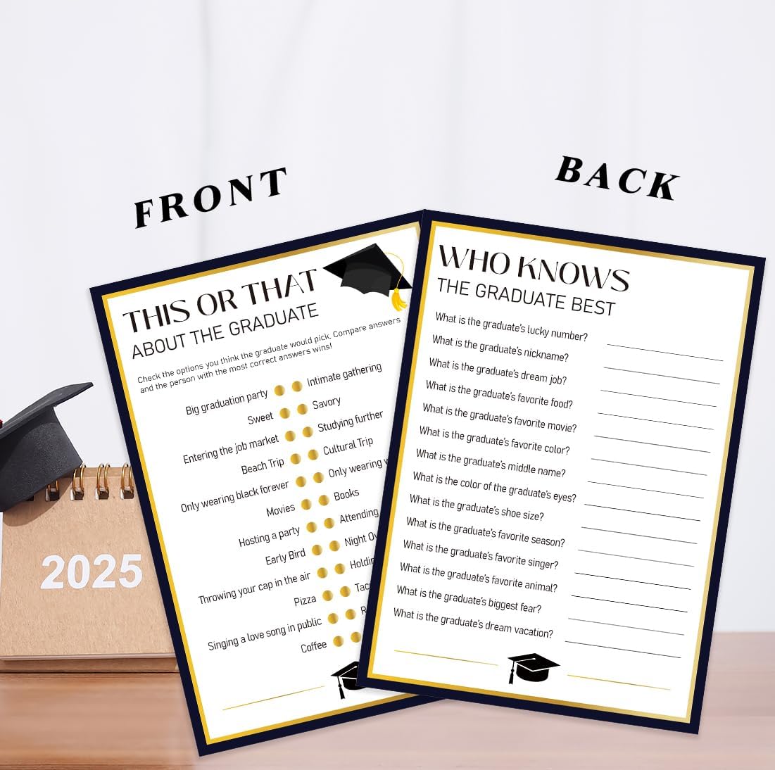 Uhadre Graduation Party Game Set of 30 Double Sided Cards