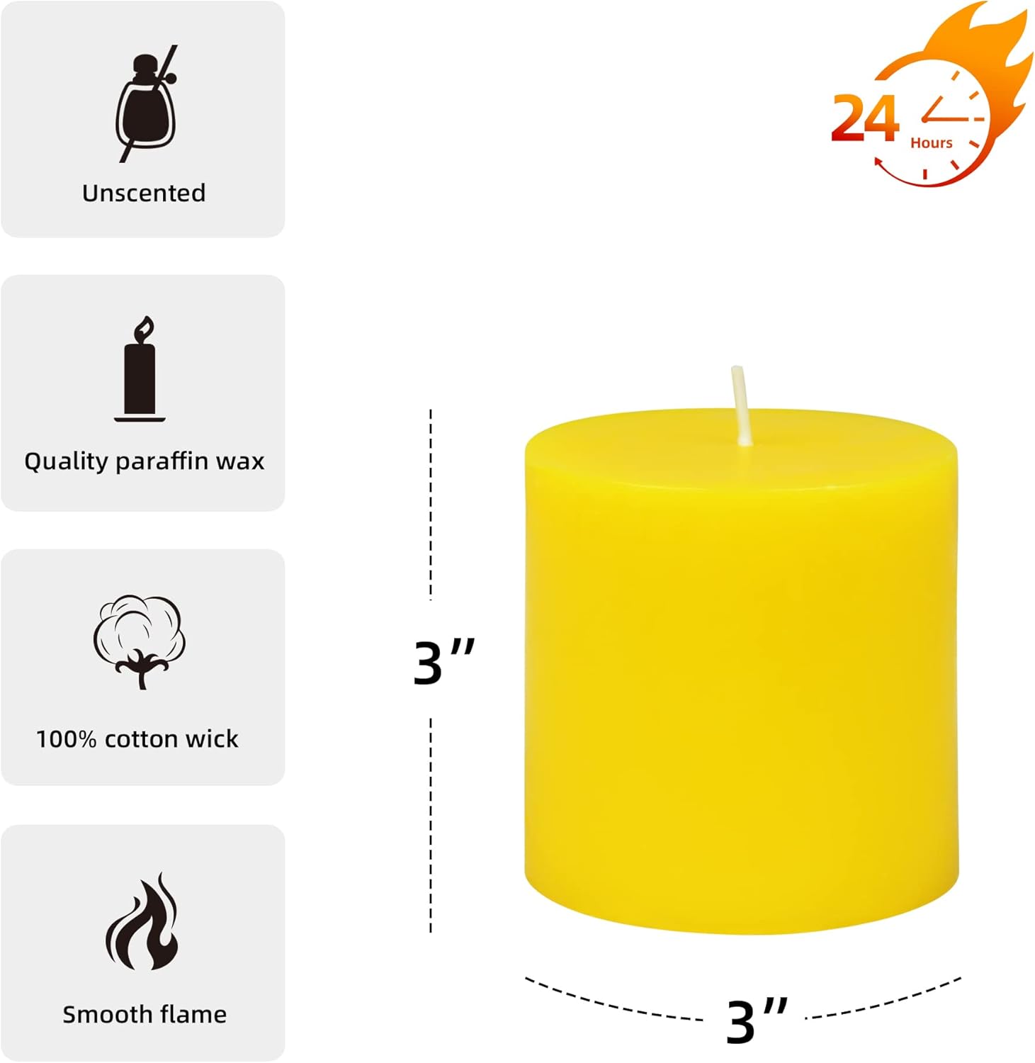 Zest Candle 3 Inch Yellow Pillar Candle