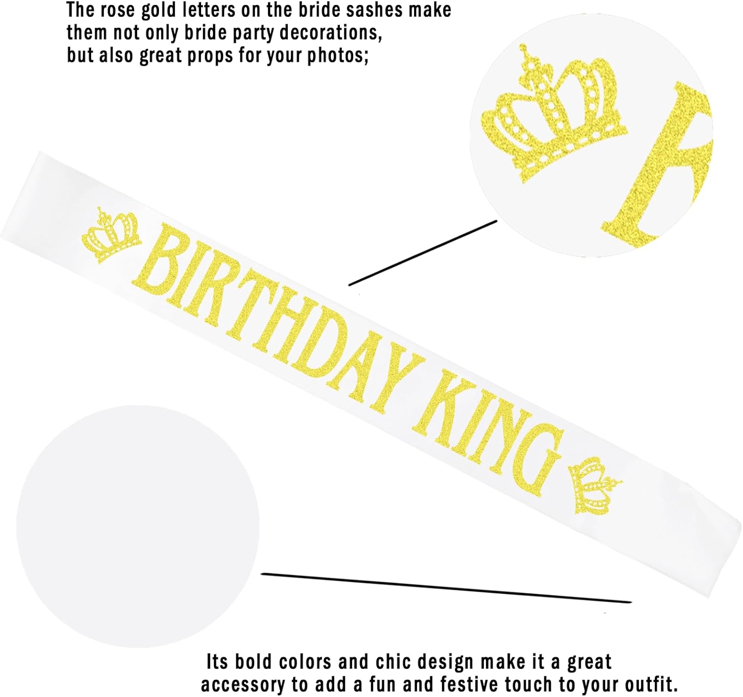 7 Pcs Birthday King Sashes for Men or Boy