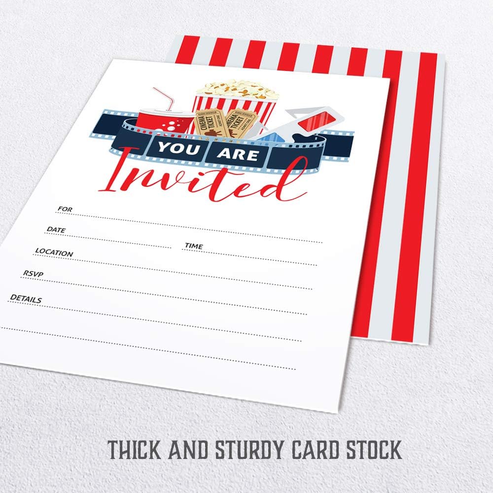 Movie Party Invitations with Envelopes Pack of 25