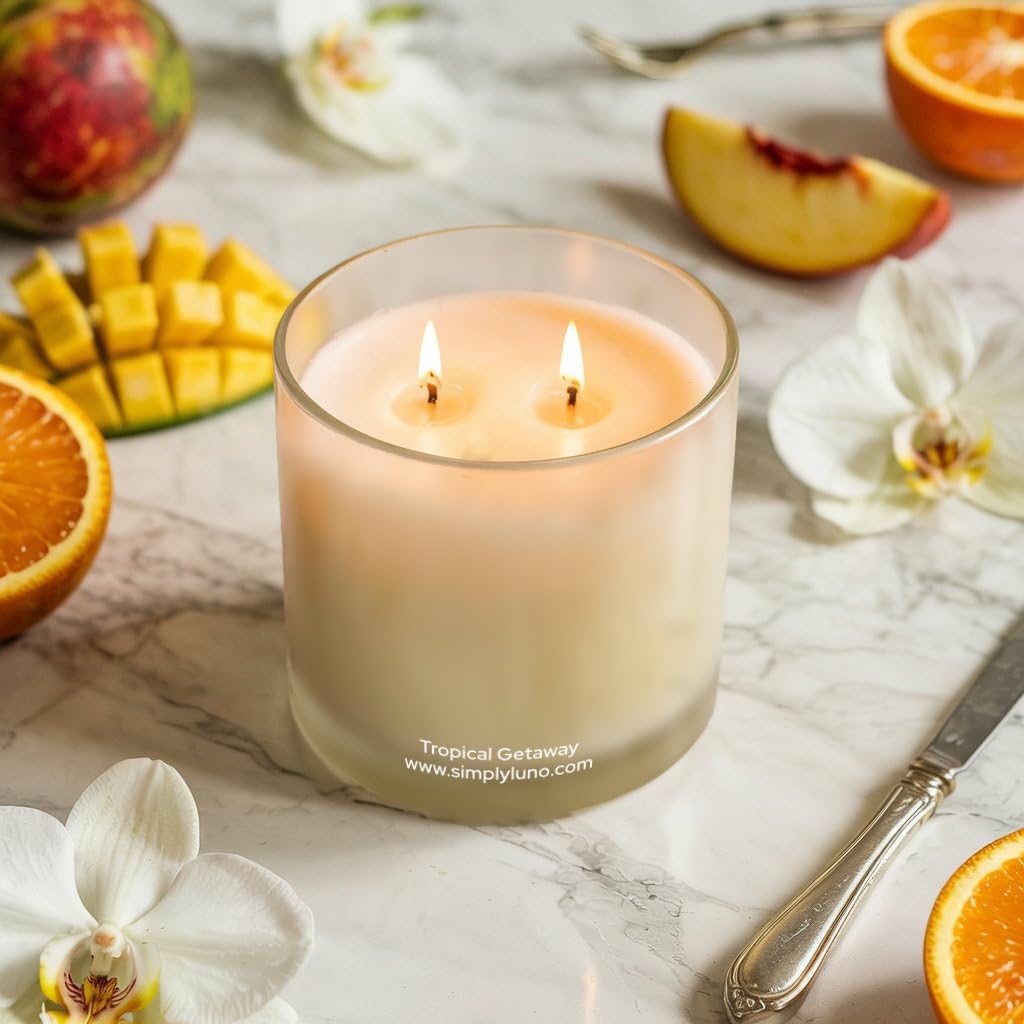 Tropical Getaway Scented Candle 14oz Soy Wax with Coconut Mango Sea Salt