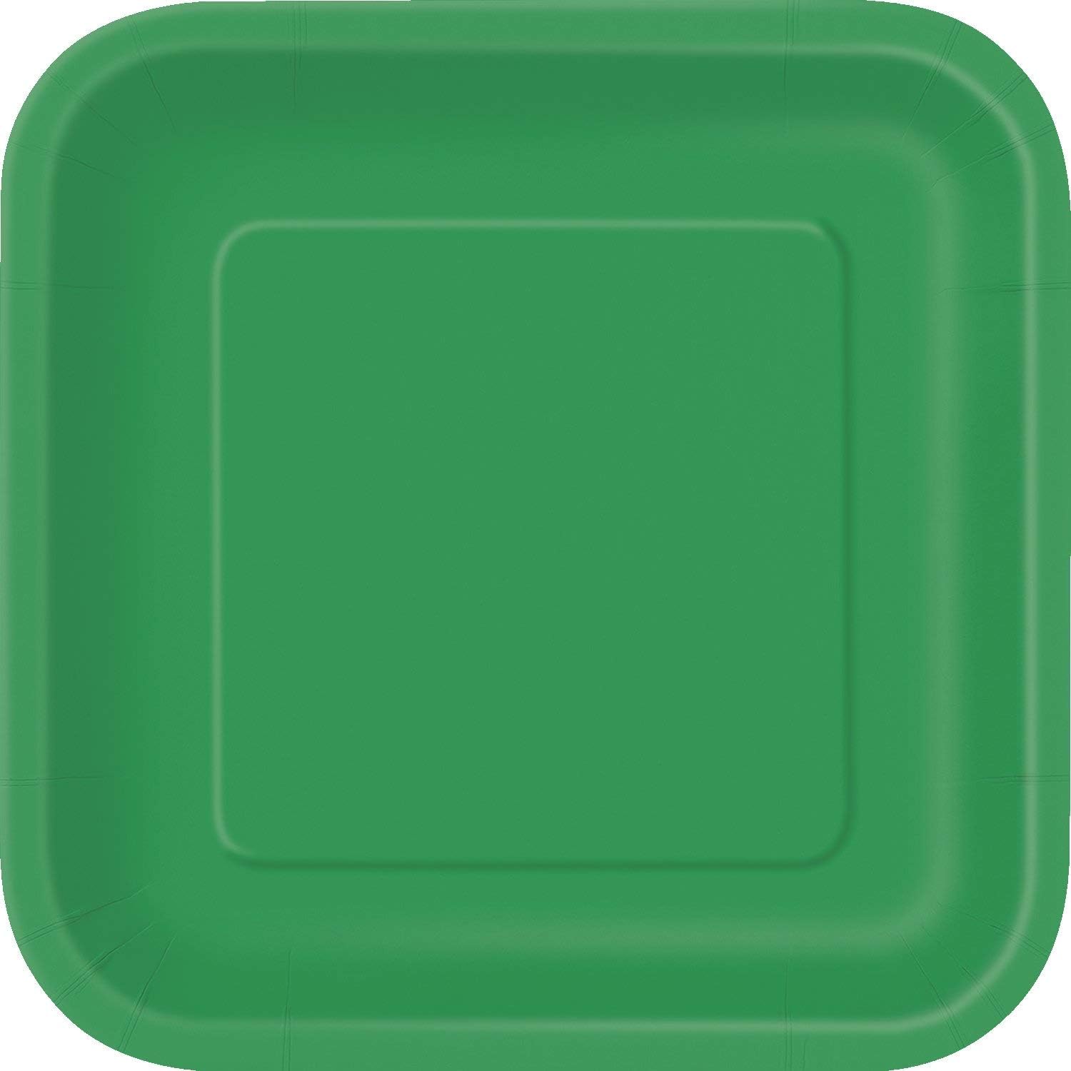 Emerald Green Solid Square Dessert Plates 7 Pack of 16
