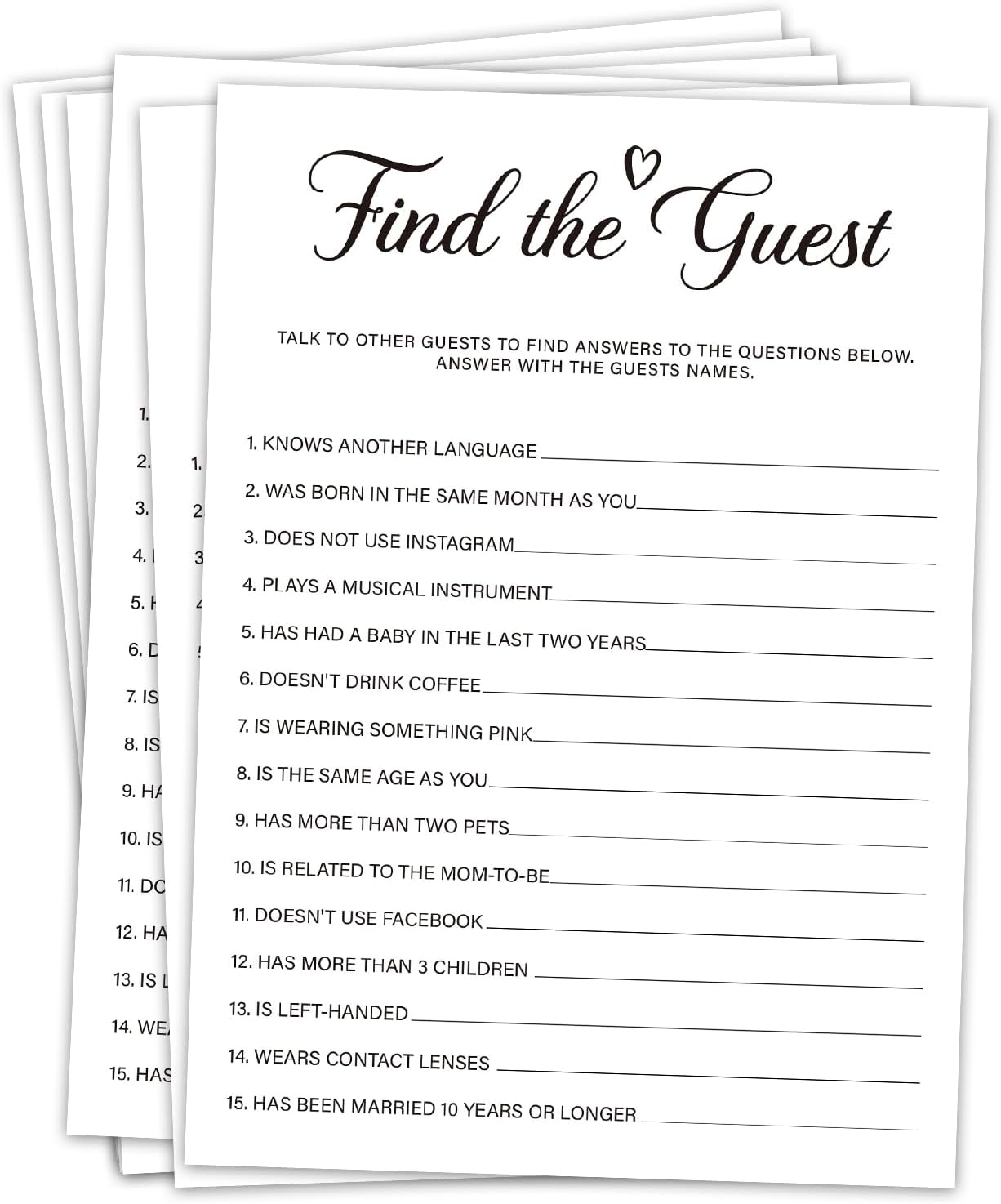 Find the Guest Baby Shower Game 30pcs