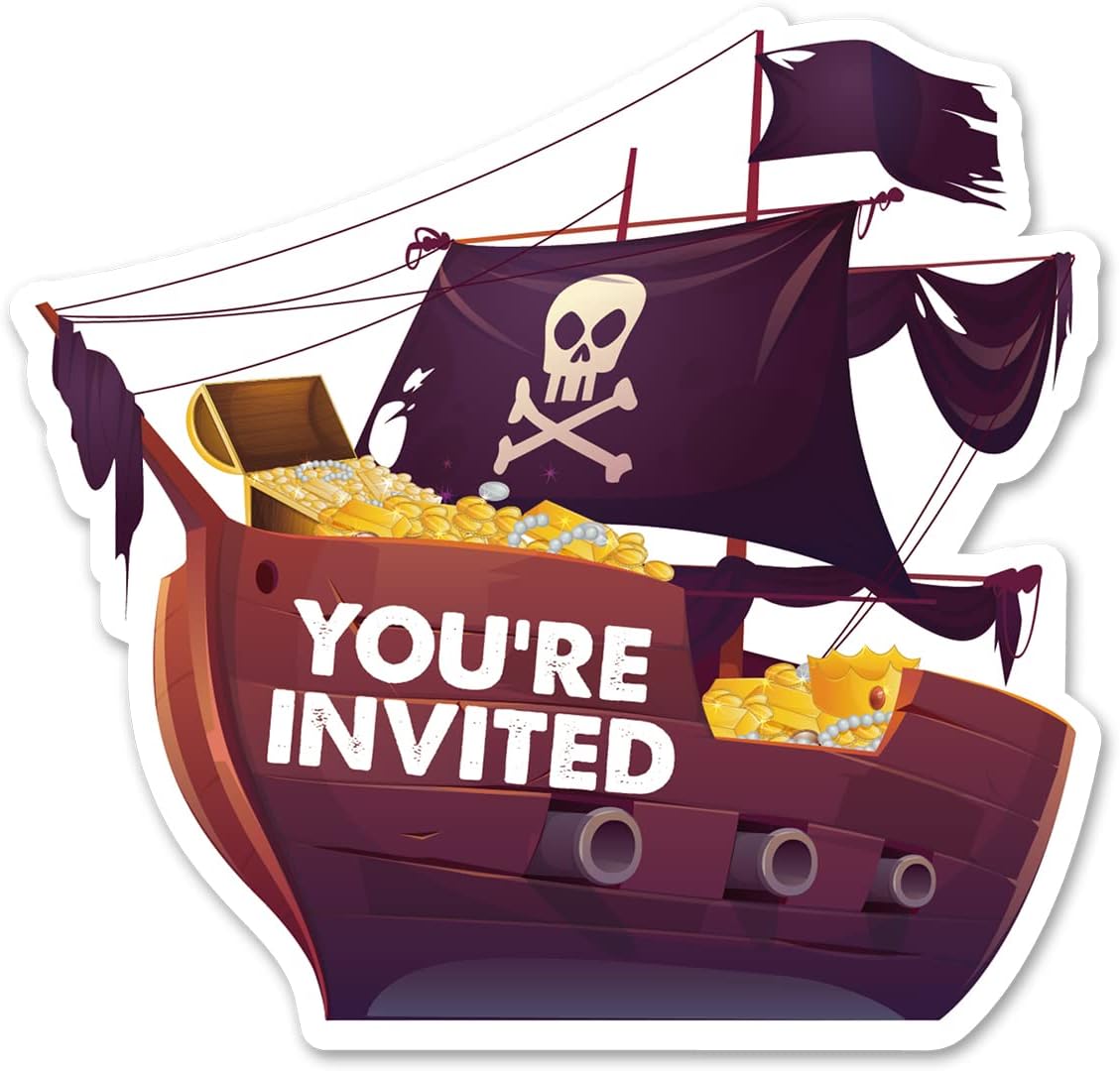 20 Piece Pirate Themed Party Invites with Envelopes