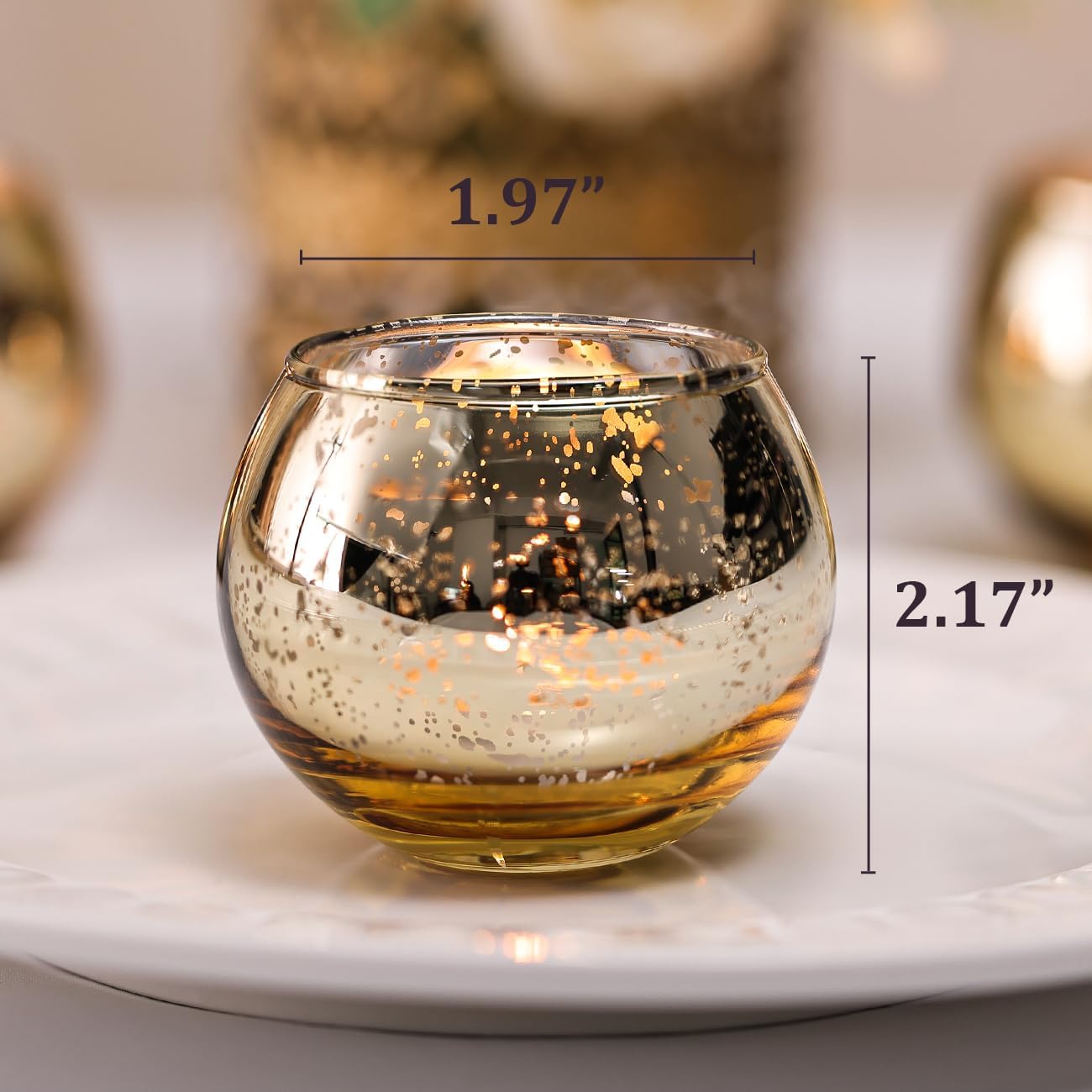 LETINE Gold Mercury Glass Votive Candle Holders Set of 36