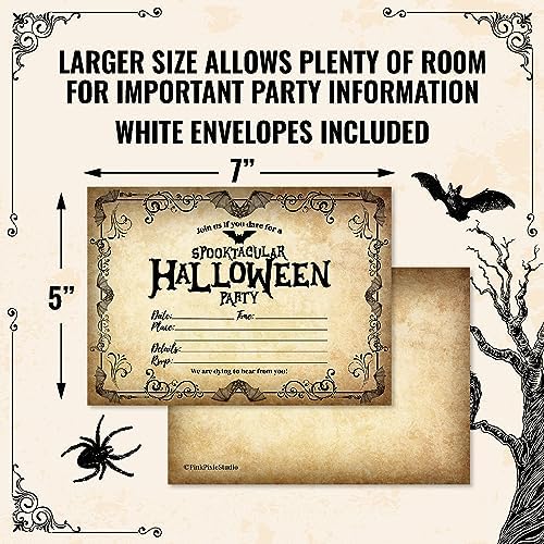 Pink Pixie Studio Halloween Party Invitations 25 Set 5x7 with White Envelopes