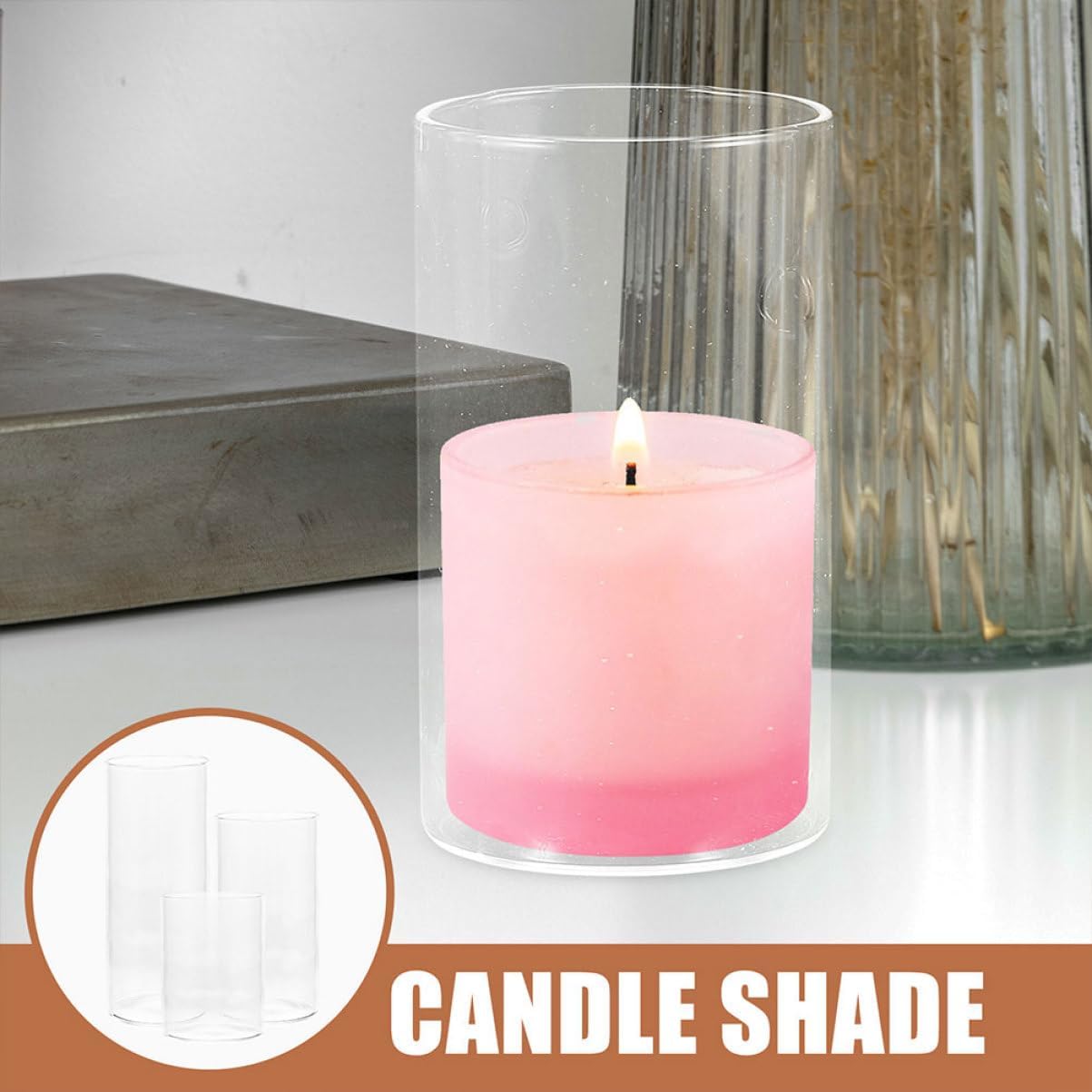 Cabilock Candle Cylinder Tube Cover Glass Shades for Wedding Banquet Centerpieces