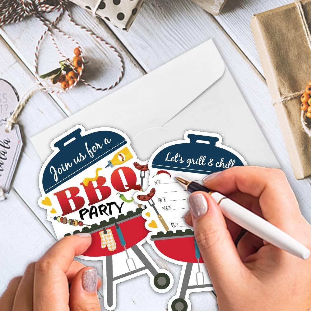 Rewidparty BBQ Themed Party Invitations Set of 15