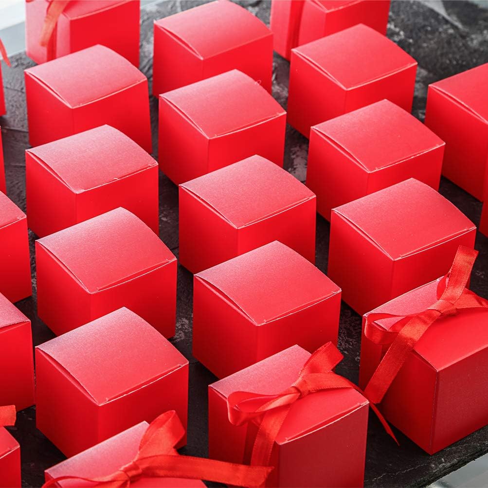 AWELL Red Candy Box Gift Favor Pack of 50