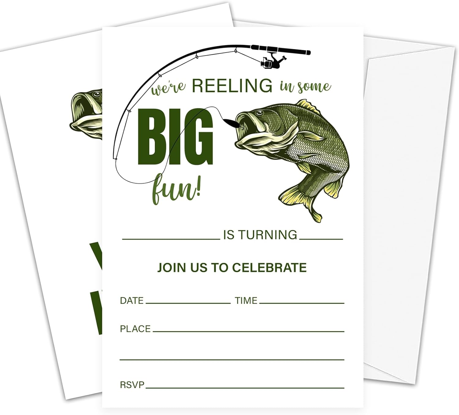 Fishing Theme Birthday Invites with Envelopes Set C03