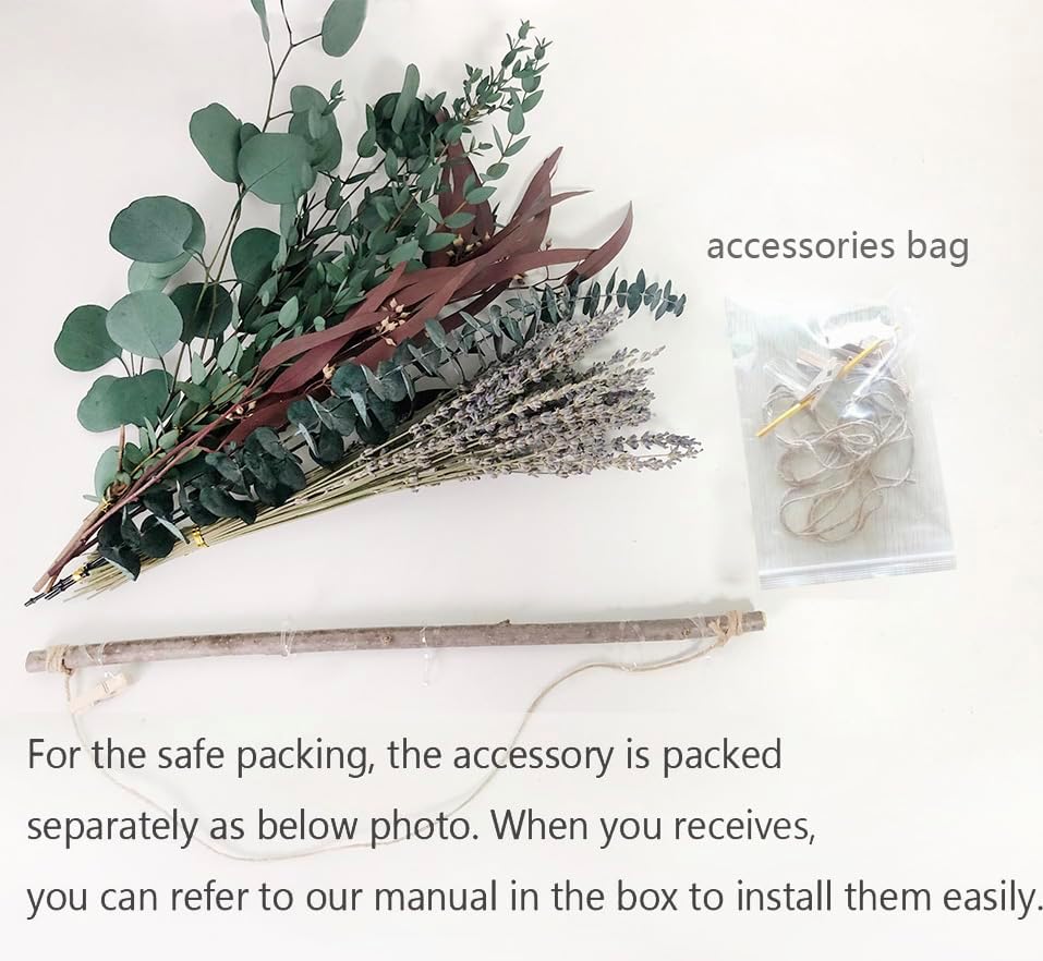 Natural Dried Flower Wall Hanging Decor Boho Farmhouse Style