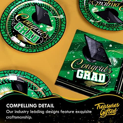 Treasures Gifted Green Graduation Plates 9 Inch 24 CT