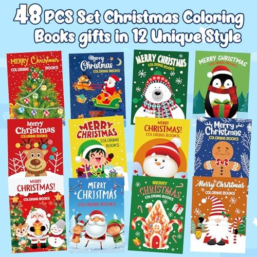 Zhanmai 48 Set Christmas Coloring Books Gift Pack