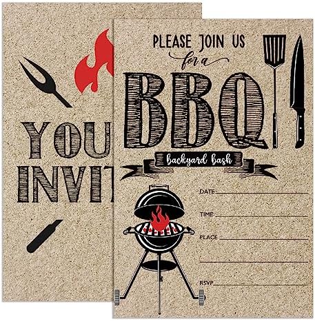 BBQ Party Invitations with Envelopes Set of 20