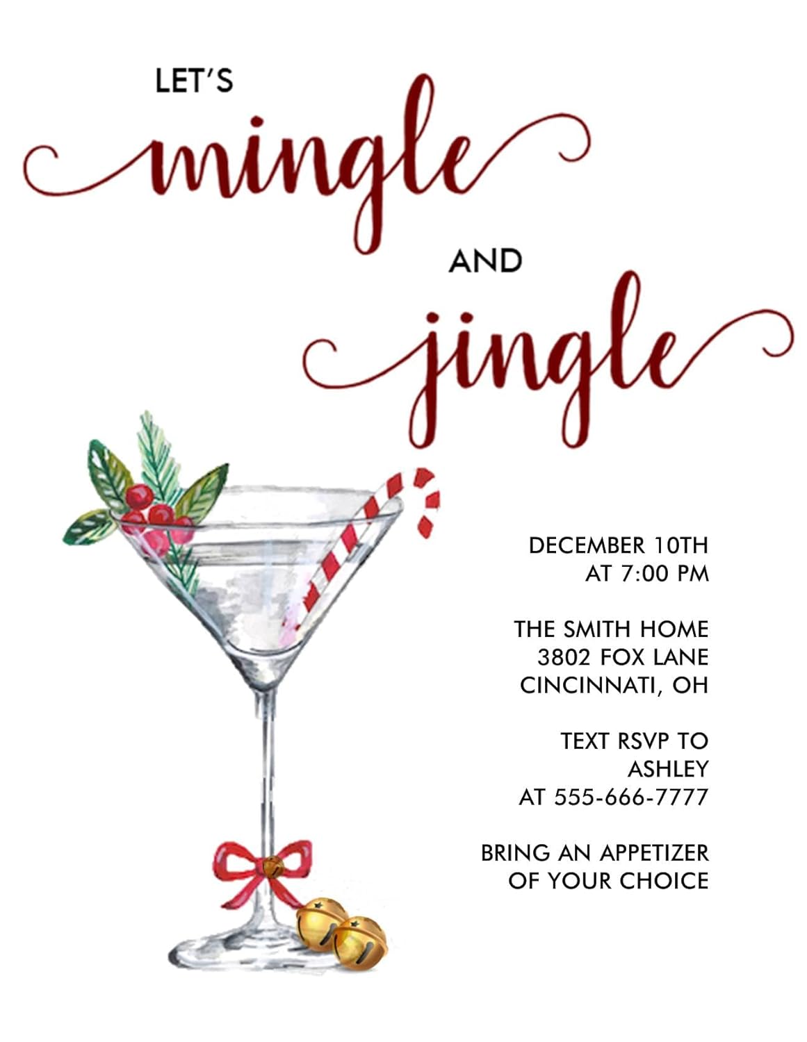 Personalized Christmas Party Invitation Mingle and Jingle