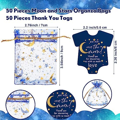 150 Pcs Baby Shower Keychains with Thank You Cards and Organza Bags