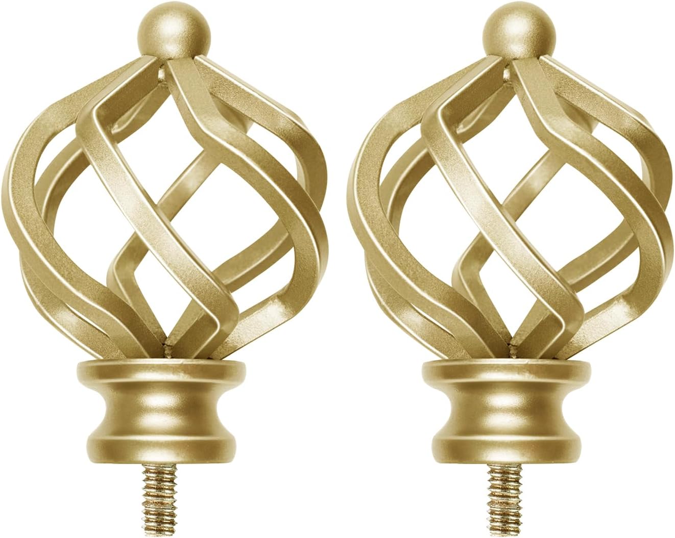 KAMANINA Top Bead Twisted Cage Finials 2pcs Warm Gold