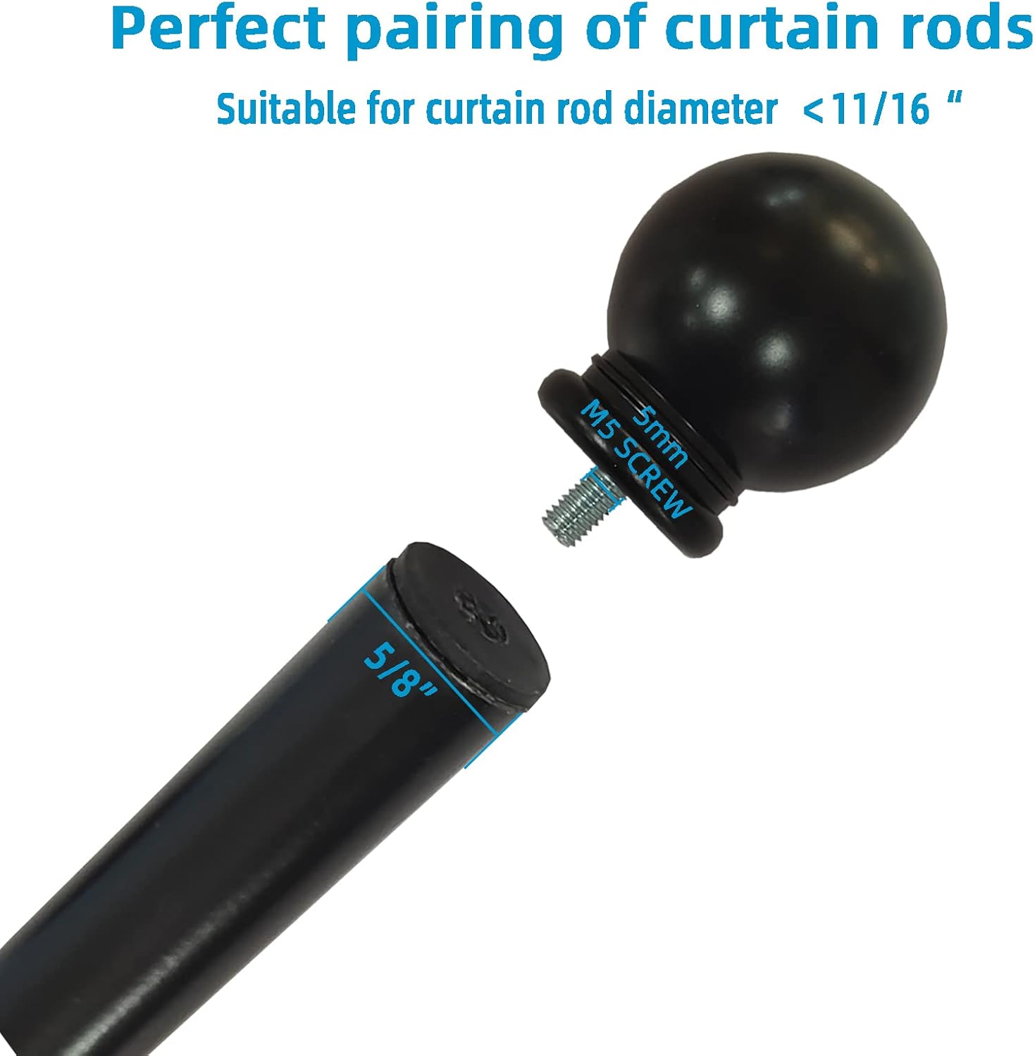 4 Pcs Plastic Curtain Rod Finials with M5 Thread 1