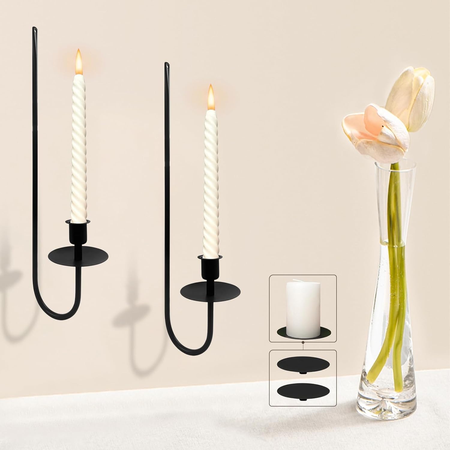 DFLU Metal Wall Candle Sconces Holder Set of 2