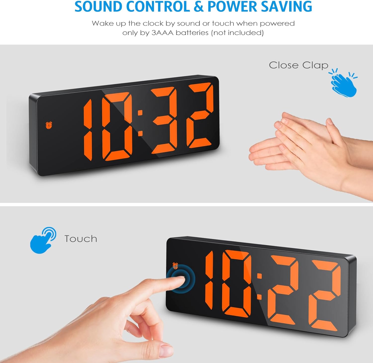 AMIR Digital Alarm Clock with LED Display and Voice Control