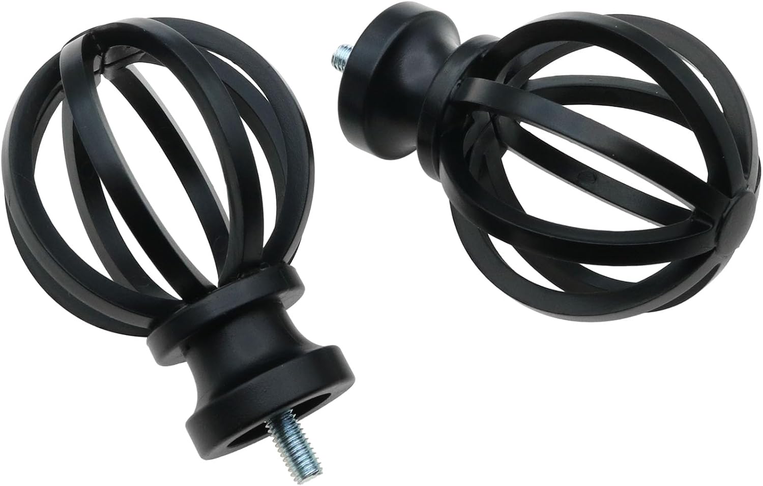 2 PCS Black Finials for 58 Inch Curtain Rods with M5 Screws