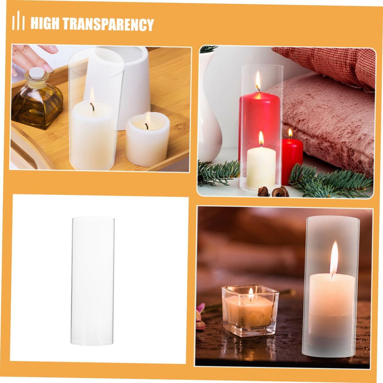 Windproof Candle Shade Glass Tube Decor