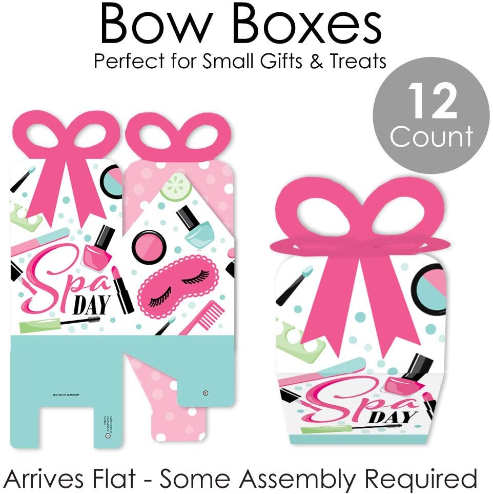 Big Dot of Happiness Spa Day Bow Box Set of 12