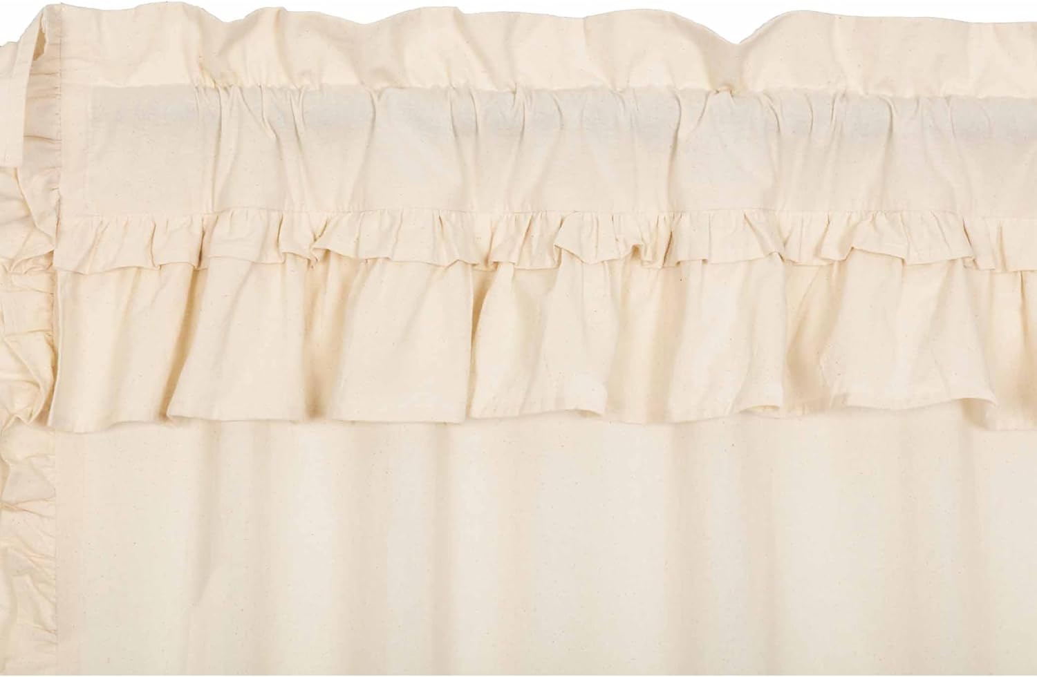 VHC Brands Muslin Ruffled Natural Tan Prairie Panels Set of 2