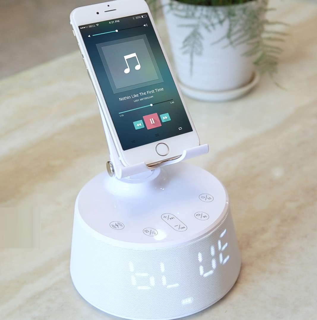 Emerson Wireless Charging Docking Station with Bluetooth Speaker and Alarm Clock