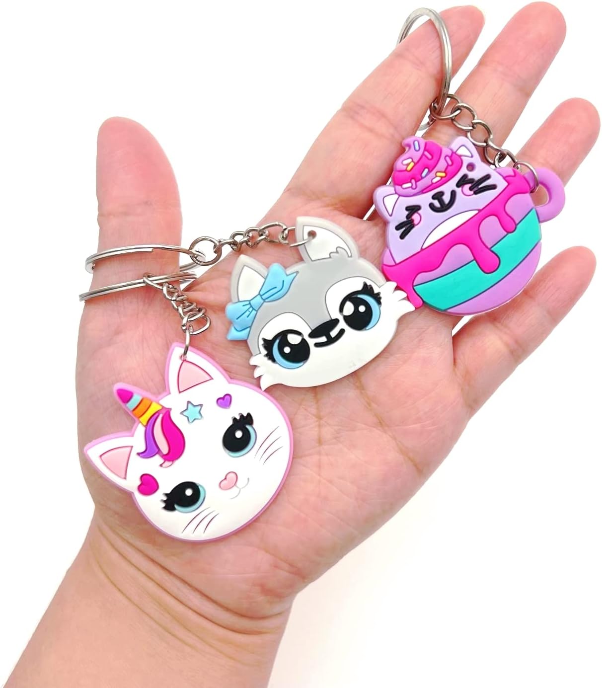 JZK 30 Pcs Cute Kitty Cat Keyring Set for Kids