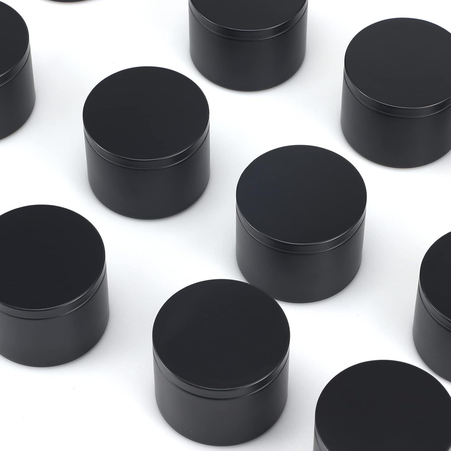 48 Piece 4 Oz Black Candle Tins with Lids