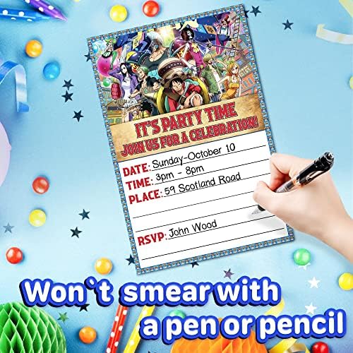 ENDLESS CHOICES 20 Piece Anime Birthday Invitations and Envelopes