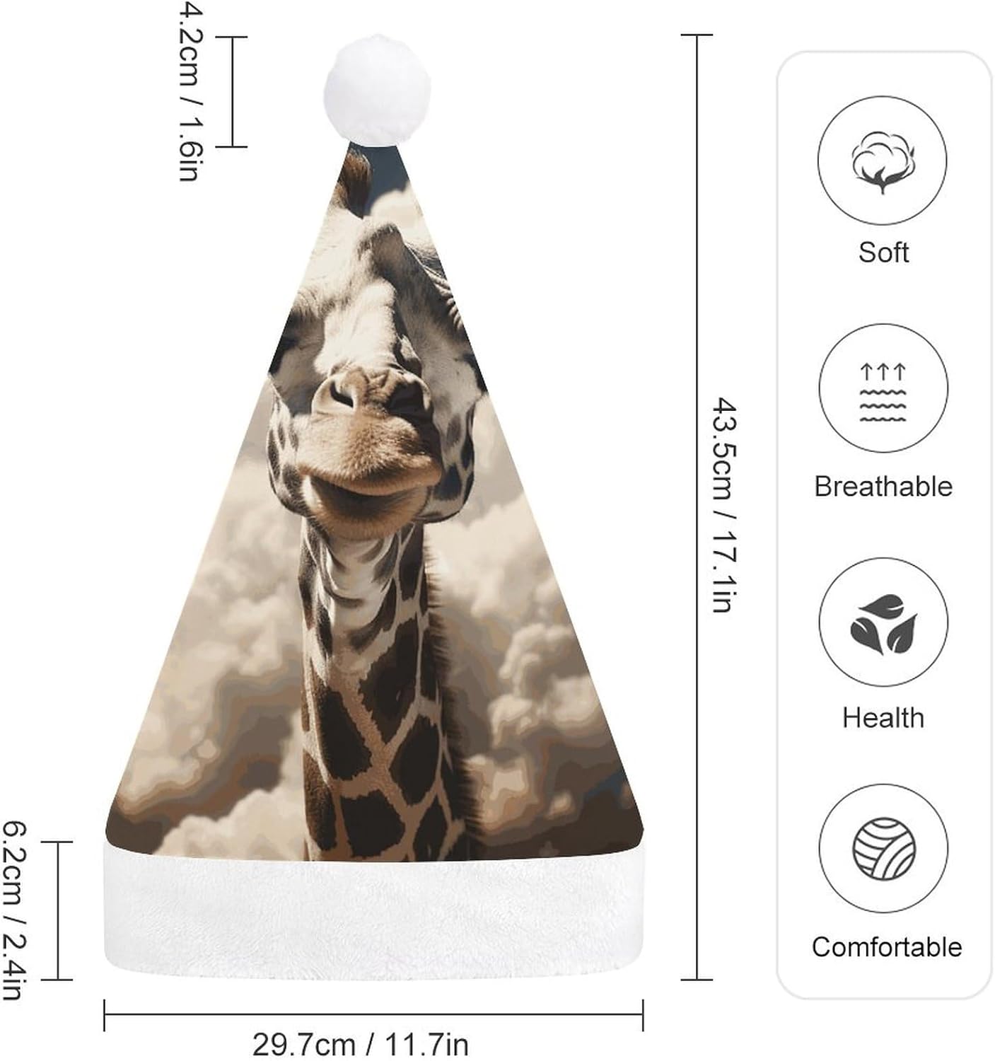 Santa Hat Giraffe Christmas Headwear for Adults