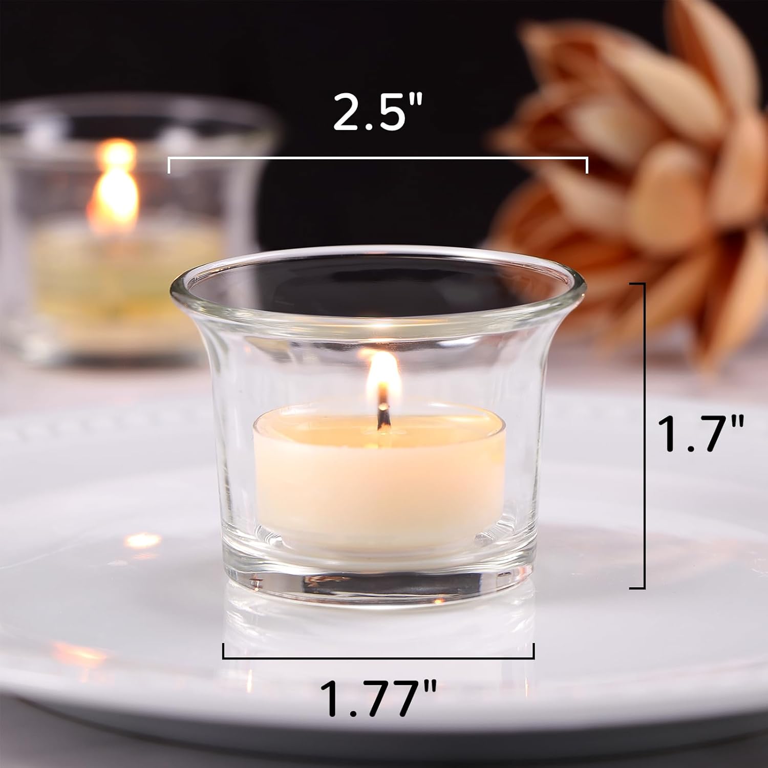 Letine Tea Light Holder Set of 12 Clear Glass Votive Candle Holders