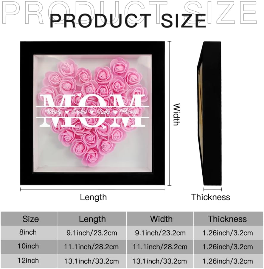 Artsadd Personalized Mom Rose Shadow Box Frame with Name