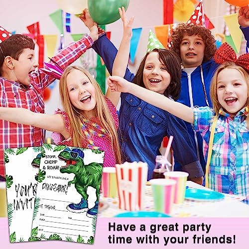 Dinosaur Birthday Invitations with Envelopes 20 Pack T-Rex Style Party Cards