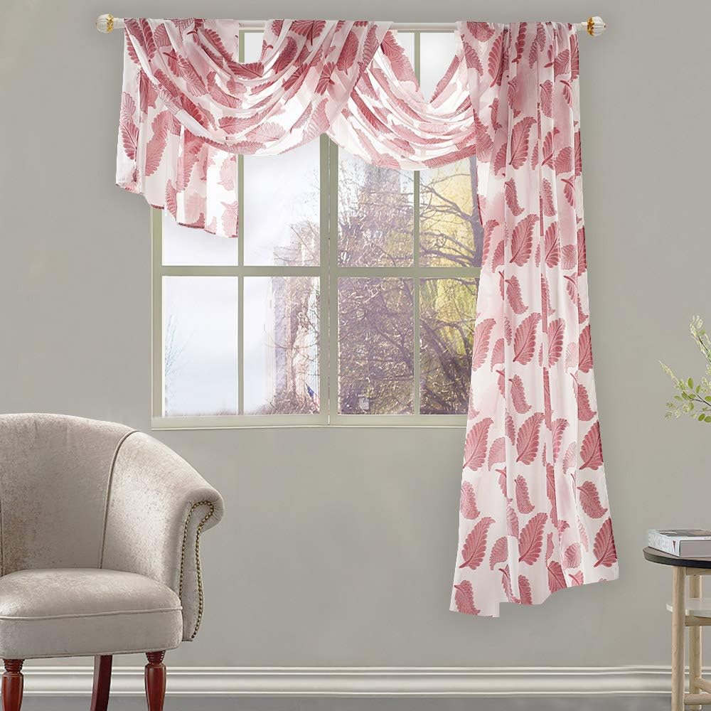 KEQIAOSUOCAI Christmas Red Sheer Luxury Curtain Scarf 52x144 Inches
