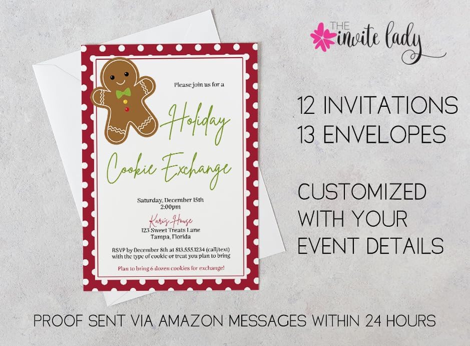 Gingerbread Cookie Exchange Invites with Polka Dots