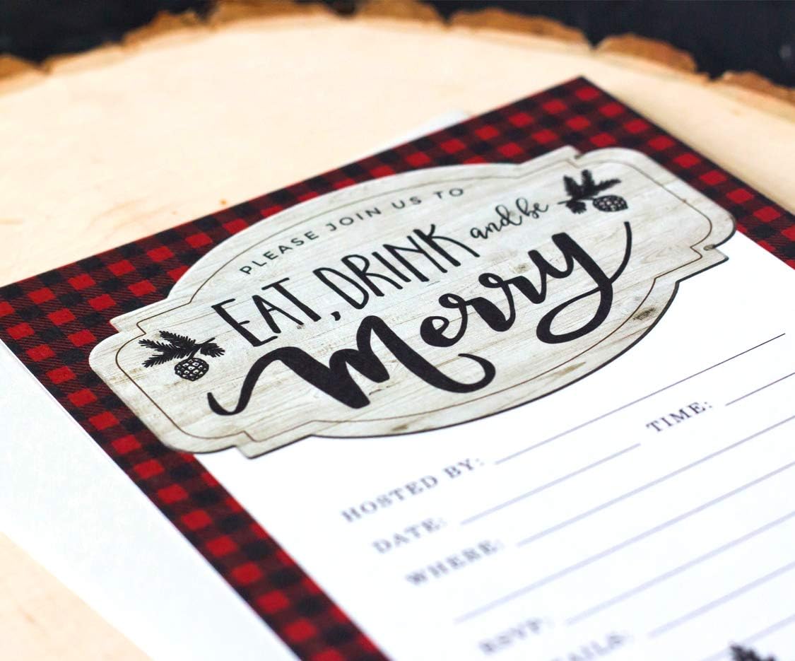 Palmer Street Press Christmas Party Invitations Eat Drink Be Merry Set of 12